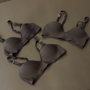 Bundle of 3 Hanes Black Smoothtec Wireless Bras HU05/HP05-Size Small